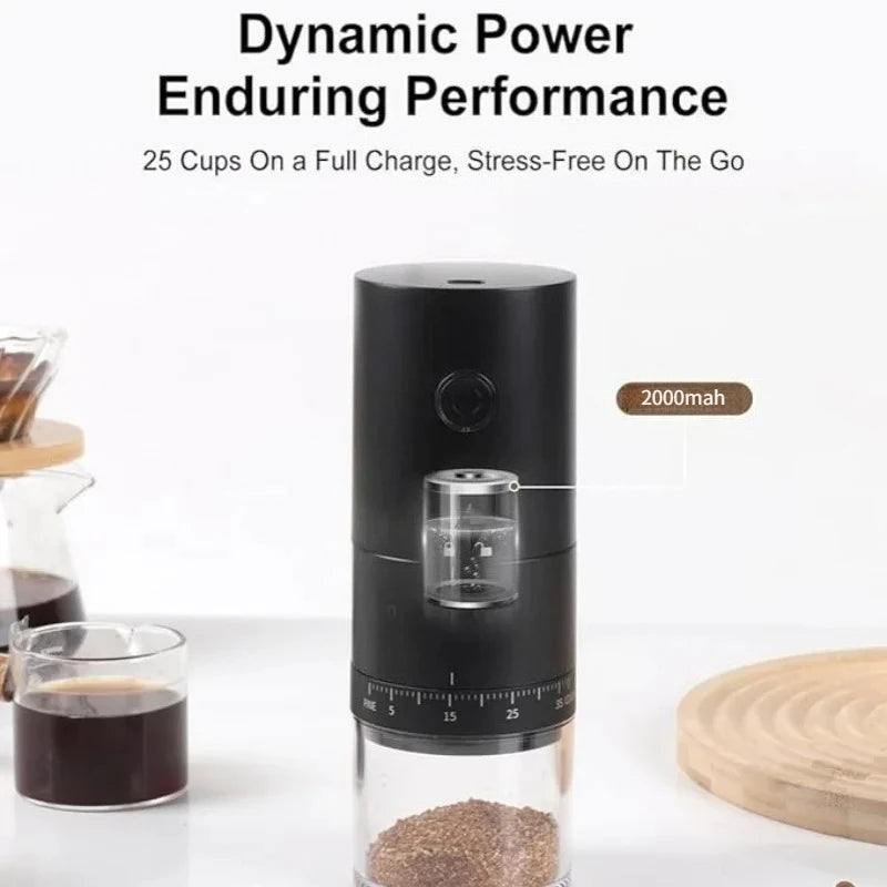 2024 New Portable Electric Coffee Grinder 38 Gears Adjustment Ceramic Filter Long Battery Life One-Button Start Bean Grinder